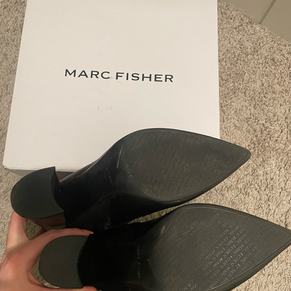 Marc Fisher Black Leather Heeled Boots - Picture 4 of 4